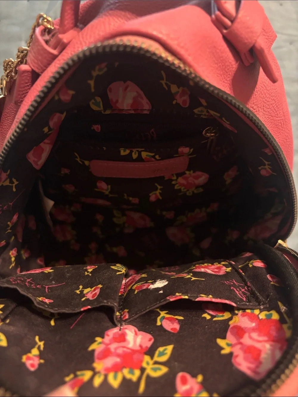 Betsey Johnson Quilted Mini Backpack with Bow - Pink